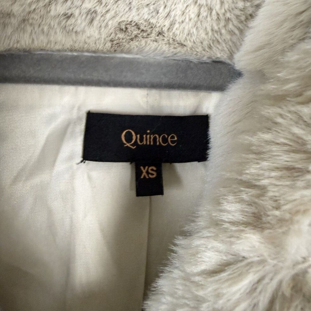 Quince Faux Fur Hooded Jacket Latte Beige Soft Plush Coat Womens XS Cozy Chic - Picture 8 of 14